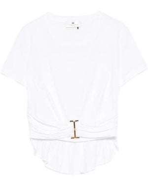 Elisabetta Franchi Jersey T-Shirt With Jewel Detail - White