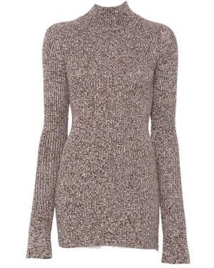 Sportmax Ribbed-Knit Zip-Fastening Sweater - Brown