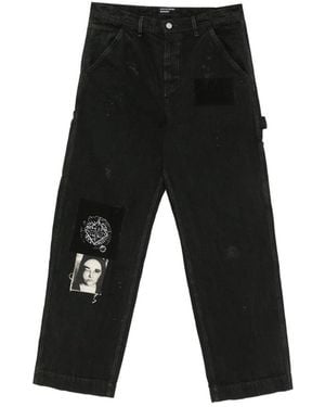 Enfants Riches Deprimes Patchwork Distressed Cotton Trousers - Black