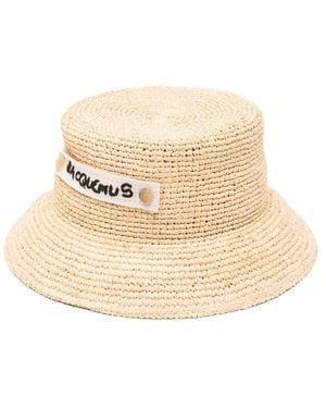 Jacquemus The Plage Logo-Patch Raffia Hat - Natural