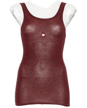 Baserange Heart Ribbed-Knit Tank Top - Red