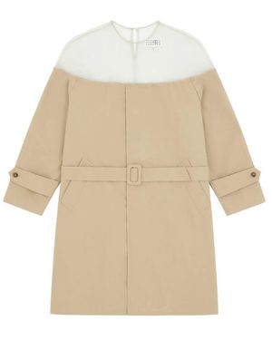 MM6 by Maison Margiela Long-Sleeves Midi Dress - Natural