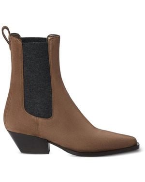 Brunello Cucinelli Suede Chelsea Boots With Precious Loop Detail - Brown