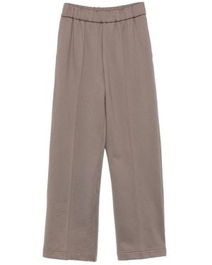 Moncler Elasticated-Waistband Pressed-Crease Pants - Gray