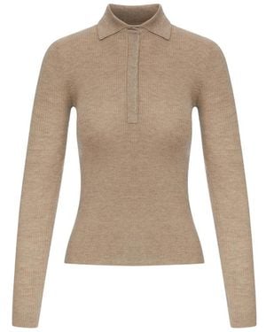 Max Mara Ribbed-Knit Cashmere Sweater - Natural