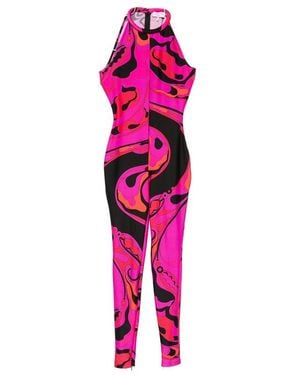 PUCCI Orchidee-Print Long Jumpsuit - Pink