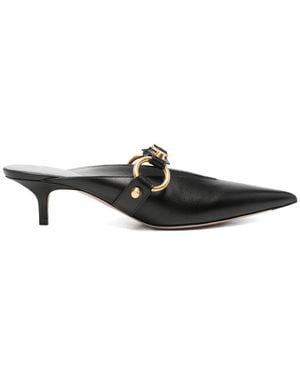 Balenciaga City Buckle-Detail Pointed-Toe Mules - Black
