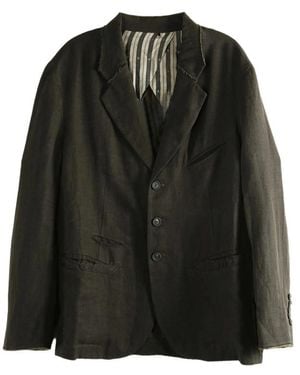 Ziggy Chen Raw-Cut Linen Blazer - Black