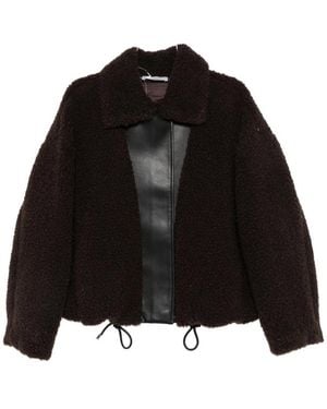 Sportmax Faux-Shearling Buckled-Collar Jacket - Black