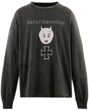 SAINT Mxxxxxx Long-Sleeve Graphic-Print T-Shirt - Black