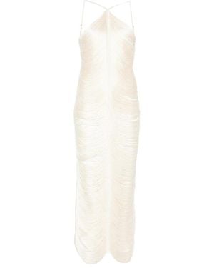 Bless Jade Fringed Halterneck Dress - White