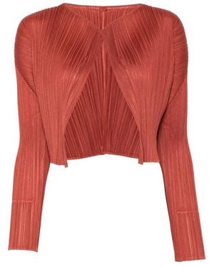 Pleats Please Issey Miyake Plissé-Effect Layered Jacket - Black