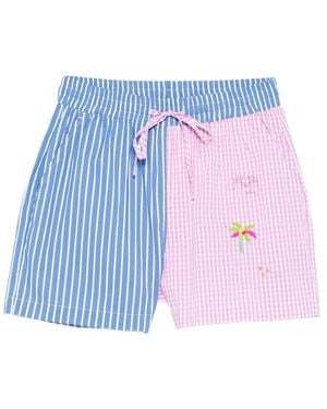 SUSANNA BLU Striped Embroidered Shorts - Blue