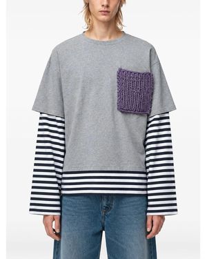 Charles Jeffrey 2-In-1 Long-Sleeve Tee With Knit Patch - Grey