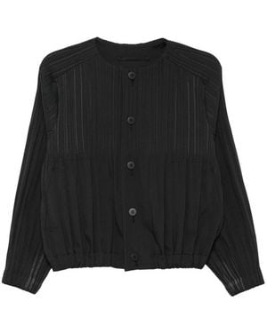 Pleats Please Issey Miyake Pleated Button-Up Jacket - Black