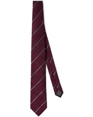 Brunello Cucinelli Striped Silk Tie - Purple