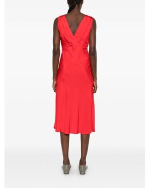 Calvin Klein V-Neck Sleeveless Midi Dress - Red