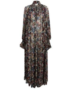 KHAITE Edgar Floral-Print Maxi Dress - Black
