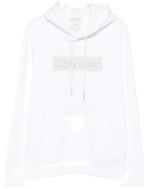 Calvin Klein Logo-Patch Drawstring Hoodie - White