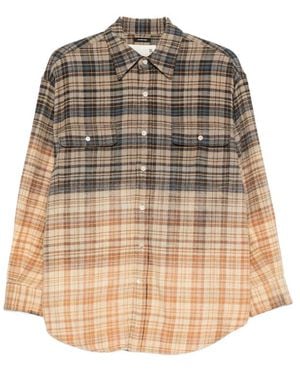 R13 Long-Sleeve Checked Shirt - Natural