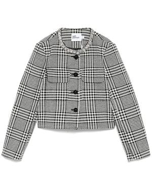 Self-Portrait Houndstooth-Pattern Jacket - Gray