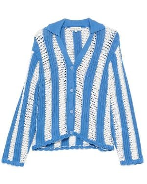 Stine Goya Striped Open-Knit Cardigan - Blue