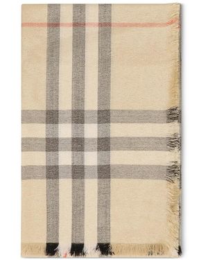 Burberry Metallic Wool Scarf - Natural