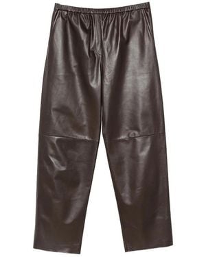 Antonelli Elasticated Leather Trousers - Grey