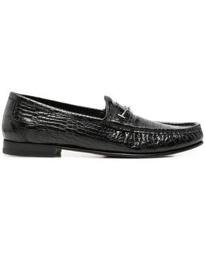 Tom Ford Crocodile-Effect T-Bar Loafers - Black
