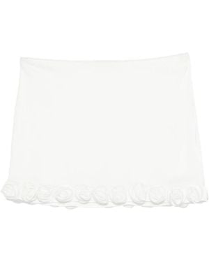 Oséree Rose-Appliqué Mini Skirt - White