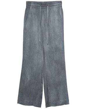 The Seafarer Drawstring-Fastening Palazzo Trousers - Grey