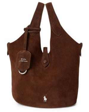 Ralph Lauren Polo Play Calf Suede Tote Bag - Brown