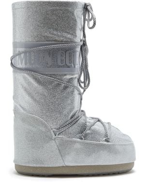 Moonboot Icon Glitter Snow Boots - Grey