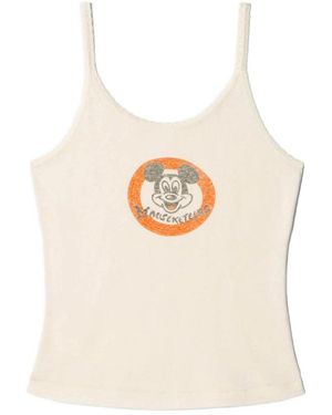 RE/DONE 70's Graphic-Print Lace-Trim Top - White