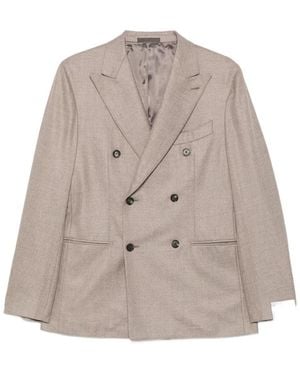 Caruso Aida Double-Breasted Buttoned Blazer - Brown
