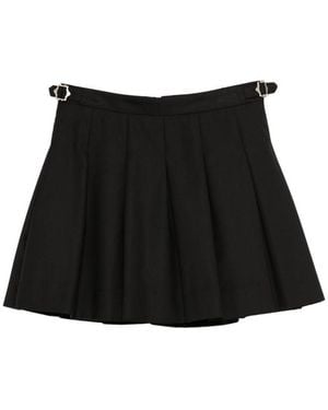 DUNST Buckle Pleated Mini Skirt - Black
