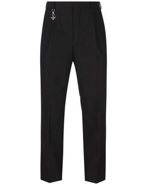 Prada Charm-Detail Trousers - Black