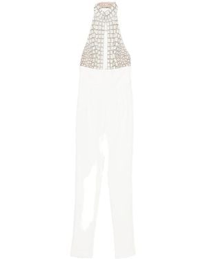 Elisabetta Franchi Embellished Halter-Neck Jumpsuit - White