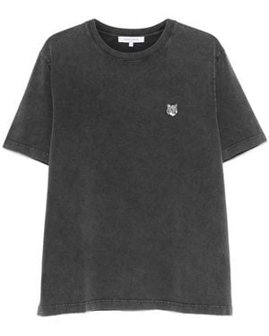 Maison Kitsuné Faded-Effect Fox Head T-Shirt - Black