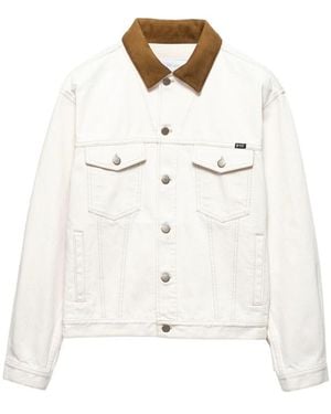 Prada Old Denim Jacket With Leather Details - White