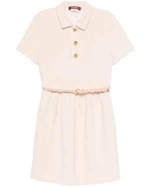 Max Mara Belted Button-Front Mini Dress - Natural