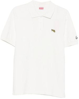 KENZO Tiger-Patch Polo Shirt - White