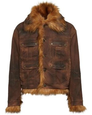 DSquared² Distressed-Effect Jacket - Brown