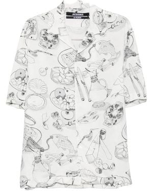 Jacquemus Illustrative-Print Short-Sleeve Shirt - White