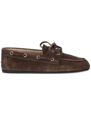 Miu Miu Tie-Detail Suede Loafers - Brown