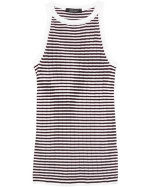 Aragona Striped-Pattern Ribbed Top - Purple