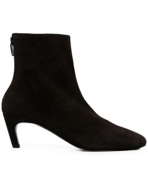 TOTEME Suede Rear-Zip Ankle Boots - Black