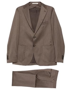 Tagliatore Single-Breasted Notched-Lapel Suit - Brown