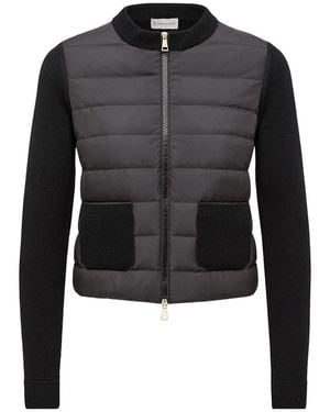 Moncler Quilted Panel-Detail Jumper - Black