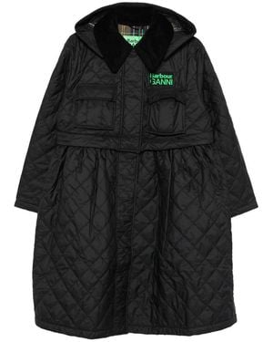 BARBOUR X GANNI X Ganni Quilted Hooded Coat - Black